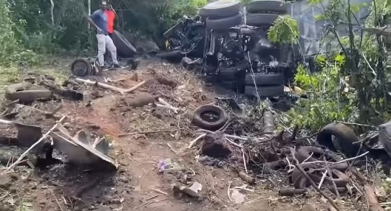 Two Men Severely Injured After Truck Overturns in Manchester: Video